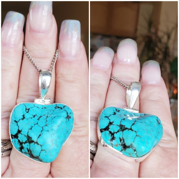 Genuine Huge Santa Rosa Turquoise Pendant - Picture 6 of 6